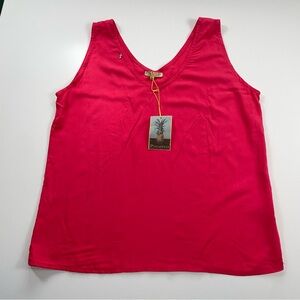 Pineapples Hawaii Tank Top NWT | Watermelon Pink V-Neck | Size L Resort Beach